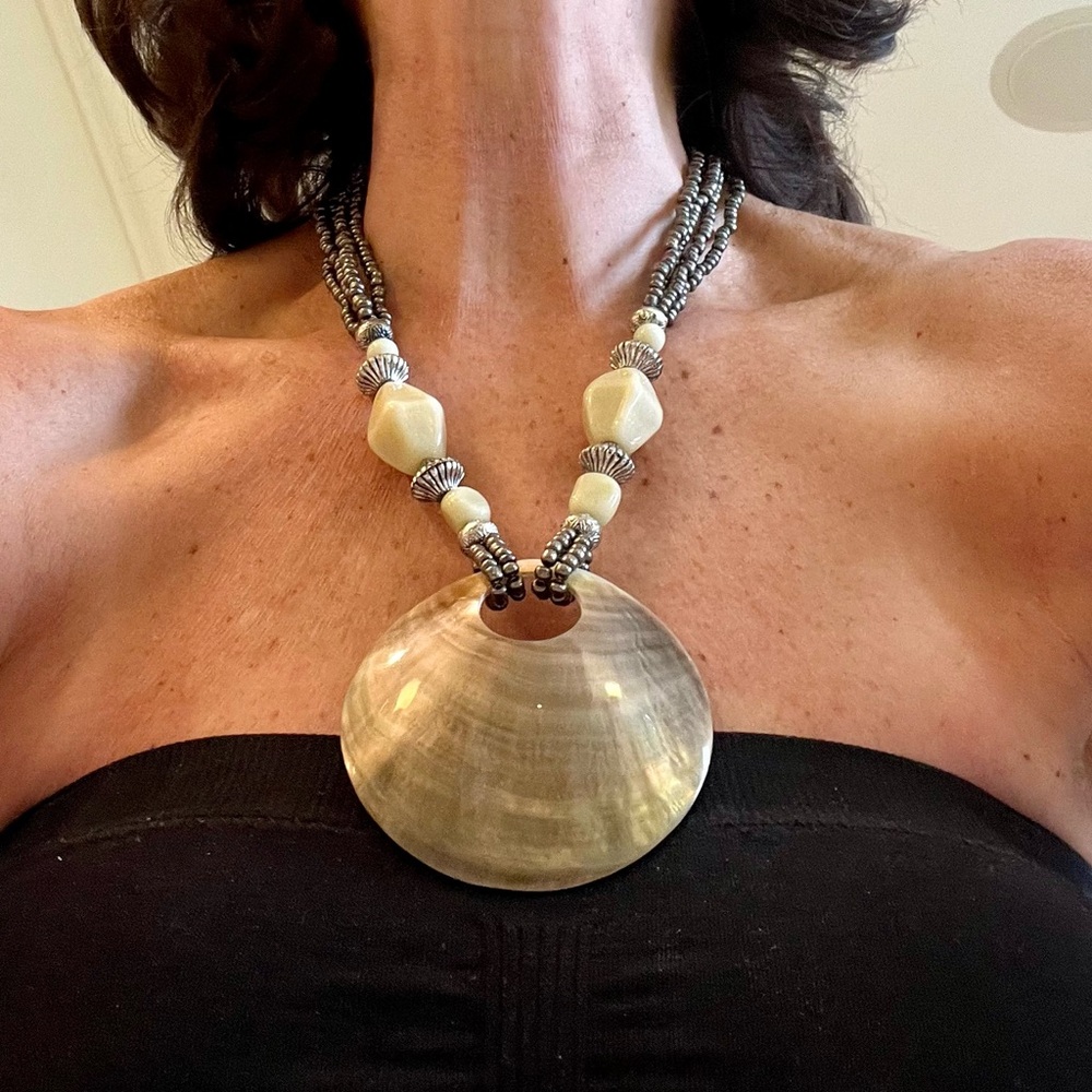 Vintage Paua Abalone Statement Necklace